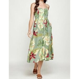 Ellison Tropical Print Button Up Maxi Dress Size M
